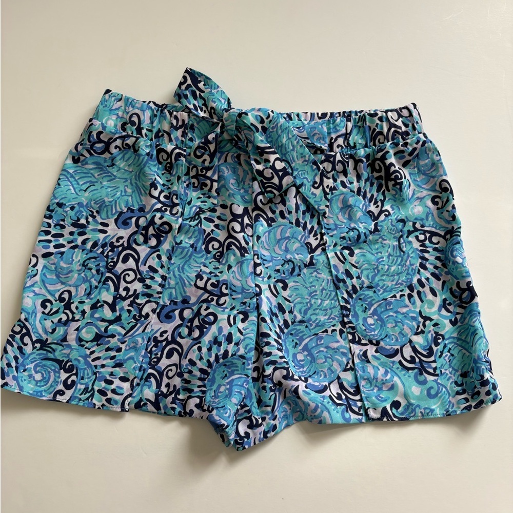 Lilly Pulitzer Mylee Tie Front Shorts Size 4 New without Tags Aqua Spritz Blue